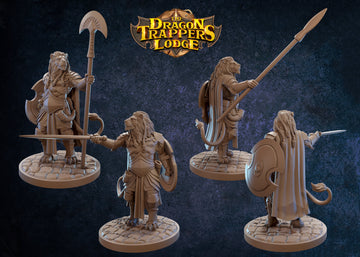 Leonin Warrior Miniature, Aechelon The Fearless | Tabletop RPG Miniature | Dragon Trappers Lodge | Roleplaying 3D Printed Fantasy Mini - 3DPrintDen