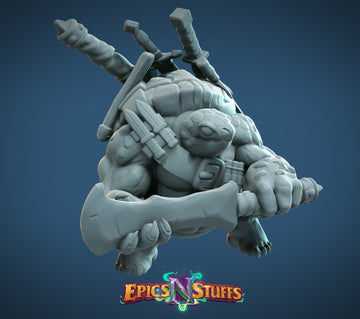 Tortle Blademaster Miniature | Tabletop RPG Miniature | Epic 'N' Stuff | Roleplaying 3D Printed Fantasy Mini - 3DPrintDen