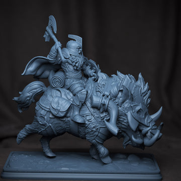 Boar Rider Dwarf Warrior Miniature | Tabletop RPG Miniature | Creature Armory | Roleplaying 3D Printed Fantasy Mini - 3DPrintDen