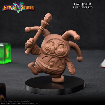 Owl Jester Miniature | Tabletop RPG Miniature | Epic 'N' Stuff | Roleplaying 3D Printed Fantasy Mini - 3DPrintDen