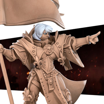 Squad Leader Battlesister Miniature | Tabletop RPG Miniature | Bite the Bullet | Roleplaying 3D Printed Fantasy Mini - 3DPrintDen