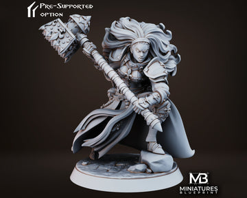 Battle Sister Barbarian Miniature | Tabletop RPG Miniature | Miniatures Blueprint | Roleplaying 3D Printed Fantasy Mini - 3DPrintDen