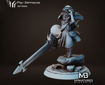Child Warrior Miniature, Melanie | Tabletop RPG Miniature | Miniatures Blueprint | Roleplaying 3D Printed Fantasy Mini - 3DPrintDen