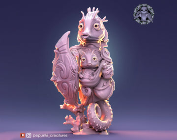 Seahorse Dad Miniature | Tabletop RPG Miniature | Pepunki Creatures | Roleplaying 3D Printed Fantasy Mini - 3DPrintDen