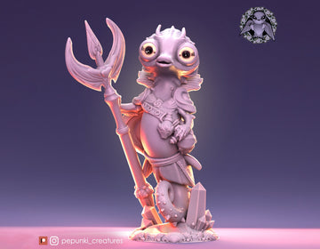 Seahorse Warrior Miniature | Tabletop RPG Miniature | Pepunki Creatures | Roleplaying 3D Printed Fantasy Mini - 3DPrintDen