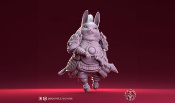 Bunny Guard Miniature | Tabletop RPG Miniature | Pepunki Creatures | Roleplaying 3D Printed Fantasy Mini - 3DPrintDen