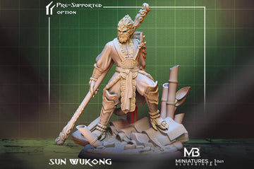 Monkey King Miniature, Sun Wukong | Tabletop RPG Miniature | Miniatures Blueprint | Roleplaying 3D Printed Fantasy Mini - 3DPrintDen