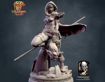 Female Rogue Miniature | Tabletop RPG Miniature | Javier Txiki Tejedor | Roleplaying 3D Printed Fantasy Mini - 3DPrintDen