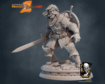 Warrior Miniature | Tabletop RPG Miniature | Javier Txiki Tejedor | Roleplaying 3D Printed Fantasy Mini - 3DPrintDen