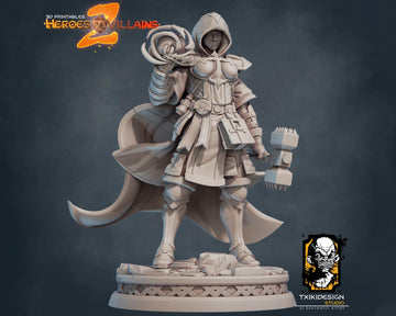 Female Cleric Miniature | Tabletop RPG Miniature | Javier Txiki Tejedor | Roleplaying 3D Printed Fantasy Mini - 3DPrintDen