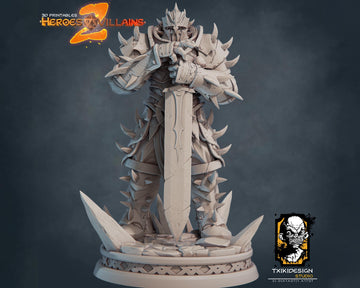 Death Knight Miniature | Tabletop RPG Miniature | Javier Txiki Tejedor | Roleplaying 3D Printed Fantasy Mini - 3DPrintDen
