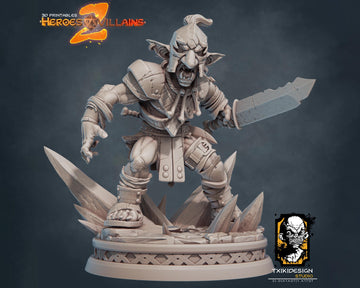 Goblin Warrior Miniature | Tabletop RPG Miniature | Javier Txiki Tejedor | Roleplaying 3D Printed Fantasy Mini - 3DPrintDen