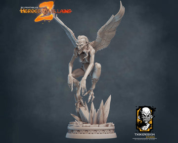 Harpy Miniature | Tabletop RPG Miniature | Javier Txiki Tejedor | Roleplaying 3D Printed Fantasy Mini - 3DPrintDen