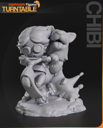 Chibi Ein & Edward Figurine | Anime Figurine | Nomnom Miniatures | 3D Printed Display Miniature Fanart