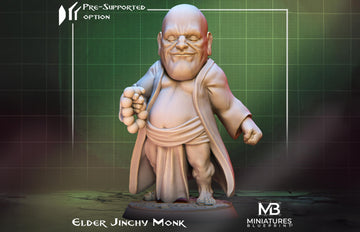 Elder Monk Miniature, Jinchy | Tabletop RPG Miniature | Miniatures Blueprint | Roleplaying 3D Printed Fantasy Mini - 3DPrintDen