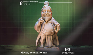Young Monk Miniature, Nianq | Tabletop RPG Miniature | Miniatures Blueprint | Roleplaying 3D Printed Fantasy Mini - 3DPrintDen