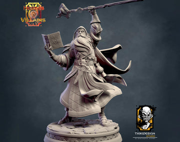 Wizard Miniature | Tabletop RPG Miniature | Javier Txiki Tejedor | Roleplaying 3D Printed Fantasy Mini - 3DPrintDen