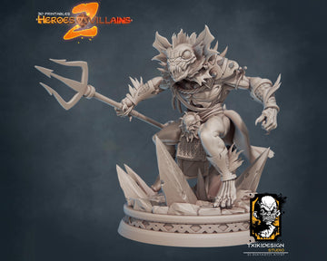 Fishman Warrior Miniature | Tabletop RPG Miniature | Javier Txiki Tejedor | Roleplaying 3D Printed Fantasy Mini - 3DPrintDen