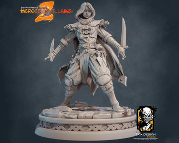 Female Assassin Miniature | Tabletop RPG Miniature | Javier Txiki Tejedor | Roleplaying 3D Printed Fantasy Mini - 3DPrintDen