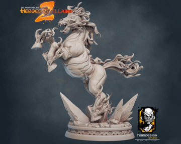 Nightmare Horse Miniature | Tabletop RPG Miniature | Javier Txiki Tejedor | Roleplaying 3D Printed Fantasy Mini - 3DPrintDen