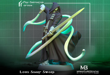 Sharp Sword Miniature, Louis | Tabletop RPG Miniature | Miniatures Blueprint | Roleplaying 3D Printed Fantasy Mini - 3DPrintDen