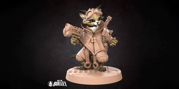 Space Catfolk Vanguard Miniature | Tabletop RPG Miniature | Bite the Bullet | Roleplaying 3D Printed Fantasy Mini - 3DPrintDen