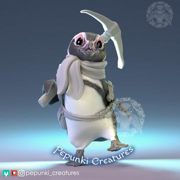 Penguin Miniature | Tabletop RPG Miniature | Pepunki Creatures | Roleplaying 3D Printed Fantasy Mini - 3DPrintDen