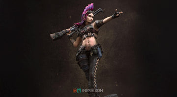 Female Wasteland Warrior Miniature, Ramona | Tabletop RPG Miniature | Nerikson | Roleplaying 3D Printed Fantasy Mini - 3DPrintDen