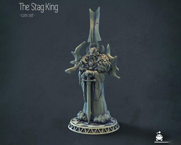 Tribal King Miniature, The Stag King | Tabletop RPG Miniature | Woodland Tribe | Roleplaying 3D Printed Fantasy Mini - 3DPrintDen