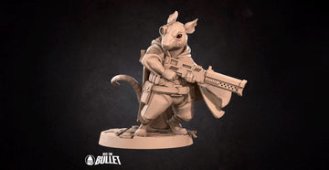 Space Ratfolk Soldier Miniature | Tabletop RPG Miniature | Bite the Bullet | Roleplaying 3D Printed Fantasy Mini - 3DPrintDen