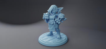 Female Goblin Mecha-Brawler Miniature, Kaja | Twin Goddess Miniatures | Tabletop RPG Miniature | Roleplaying 3D Printed Fantasy Mini - 3DPrintDen