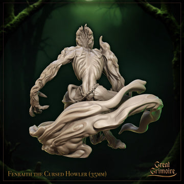 Cursed Howler Miniature, Fenraith | Tabletop RPG Miniature | Great Grimoire | Roleplaying 3D Printed Fantasy Mini - 3DPrintDen