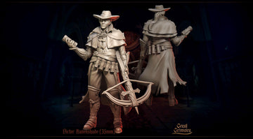 Vampire Hunter Miniature, Victor Ravenshade | Tabletop RPG Miniature | Great Grimoire | Roleplaying 3D Printed Fantasy Mini - 3DPrintDen