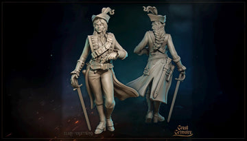 Female Pirate Miniature, Elara Swiftwind | Tabletop RPG Miniature | Great Grimoire | Roleplaying 3D Printed Fantasy Mini - 3DPrintDen