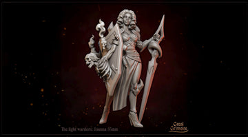Female Light Warrior Miniature, Joanna | Tabletop RPG Miniature | Great Grimoire | Roleplaying 3D Printed Fantasy Mini - 3DPrintDen