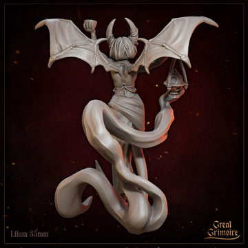 Female Demon Miniature, Lilura | Tabletop RPG Miniature | Great Grimoire | Roleplaying 3D Printed Fantasy Mini - 3DPrintDen