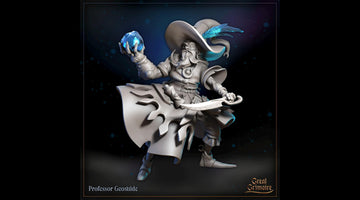 Geographer Miniature, Professor Geostride | Tabletop RPG Miniature | Great Grimoire | Roleplaying 3D Printed Fantasy Mini - 3DPrintDen