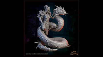 Female Snake Charmer Miniature, Ariadne | Tabletop RPG Miniature | Great Grimoire | Roleplaying 3D Printed Fantasy Mini - 3DPrintDen