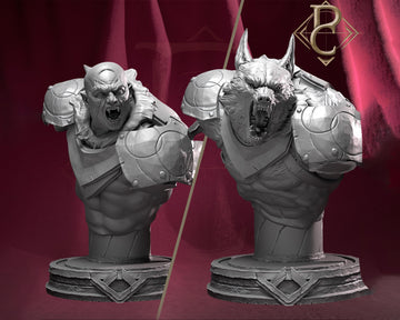 Werewolf Warrior Bust, Mat-Ador | Tabletop RPG Miniature | Parasite Collectibles | Roleplaying 3D Printed Fantasy Mini - 3DPrintDen