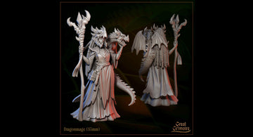 Female Dragon Mage Miniature | Tabletop RPG Miniature | Great Grimoire | Roleplaying 3D Printed Fantasy Mini - 3DPrintDen