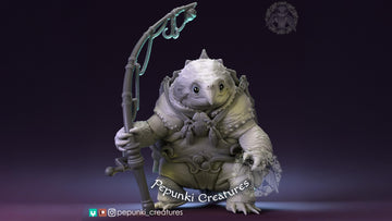 Snapping Turtle Fisherman Miniature | Tabletop RPG Miniature | Pepunki Creatures | Roleplaying 3D Printed Fantasy Mini - 3DPrintDen