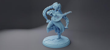 Female Bard Miniature, Mika | Twin Goddess Miniatures | Tabletop RPG Miniature | Roleplaying 3D Printed Fantasy Mini - 3DPrintDen