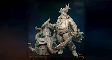 Pirate Miniature, Dorian "Silverhand" Reed | Tabletop RPG Miniature | Great Grimoire | Roleplaying 3D Printed Fantasy Mini - 3DPrintDen