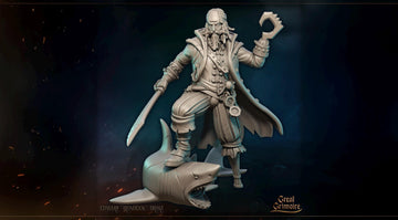 Pirate Miniature, Edward "Ironhook" Drake | Tabletop RPG Miniature | Great Grimoire | Roleplaying 3D Printed Fantasy Mini - 3DPrintDen