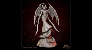Demon Queen Miniature, Malara | Tabletop RPG Miniature | Great Grimoire | Roleplaying 3D Printed Fantasy Mini - 3DPrintDen