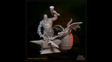 Blacksmith Miniature, Roran Ironforge | Tabletop RPG Miniature | Great Grimoire | Roleplaying 3D Printed Fantasy Mini - 3DPrintDen