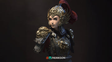 Female Soldier Bust, Kwan Yen | Tabletop RPG Miniature | Nerikson | Roleplaying 3D Printed Fantasy Mini - 3DPrintDen