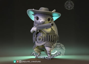 Sharpshooting Armadillo Miniature | Tabletop RPG Miniature | Pepunki Creatures | Roleplaying 3D Printed Fantasy Mini - 3DPrintDen
