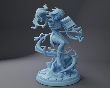 Female Genasi Miniature, Ellie | Twin Goddess Miniatures | Tabletop RPG Miniature | Roleplaying 3D Printed Fantasy Mini - 3DPrintDen