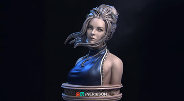 Moonlit Duelist Bust, Luna | Tabletop RPG Miniature | Nerikson | Roleplaying 3D Printed Fantasy Mini - 3DPrintDen